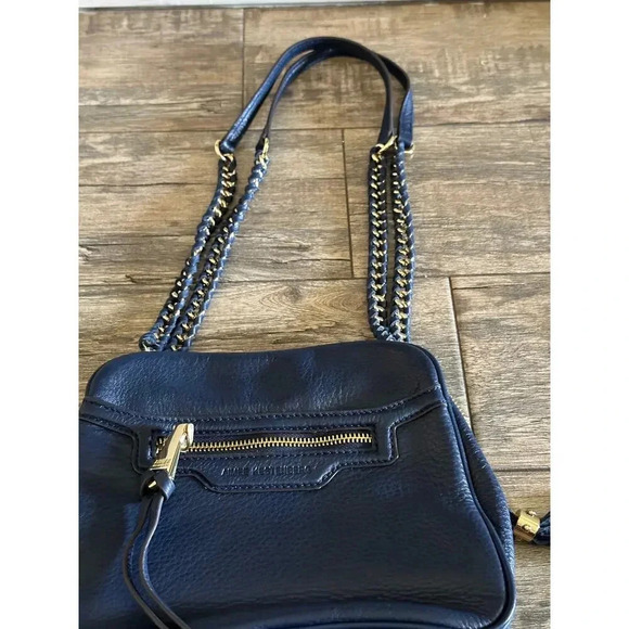 Aimee Kestenberg Blue Pebble Leather Gold Chain Straps Cali Shoulder Bag - Picture 4 of 12